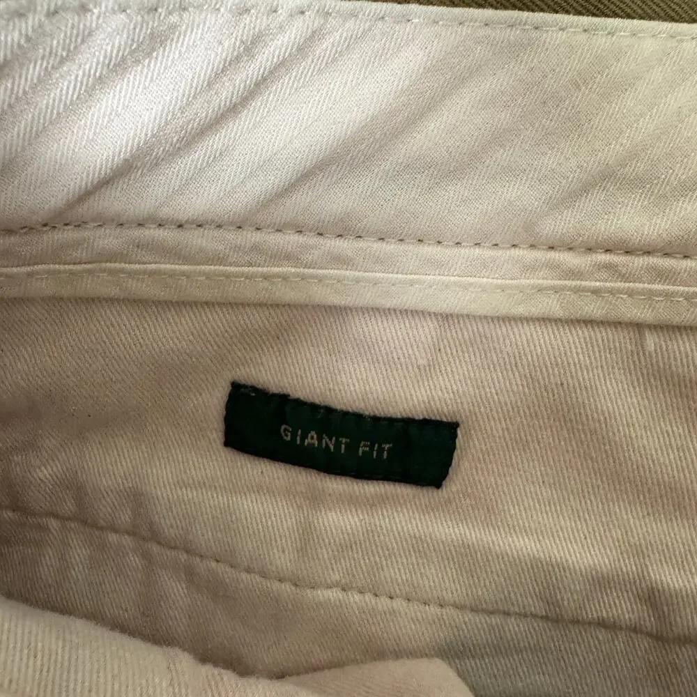J.Crew Giant Fit Chino Shorts Mens 34 Dusty Khaki Cotton Twill Raw Hem Zip Fly